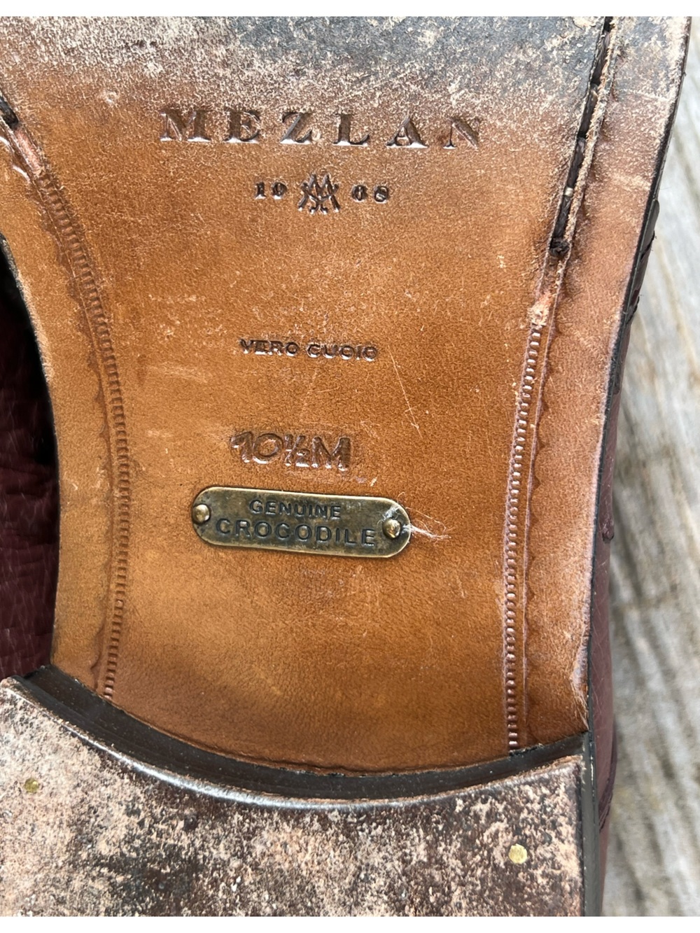 Mezlan Genuine Crocodile Luxury Derby Shoes Burgundy A64065 Men’s 10.5 M RARE - Picture 9 of 16